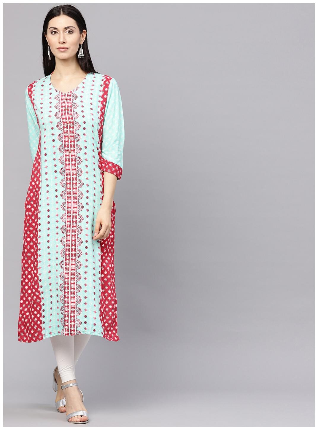 

Shree Rayon Printed Women Kurta - Turquoise Pink
