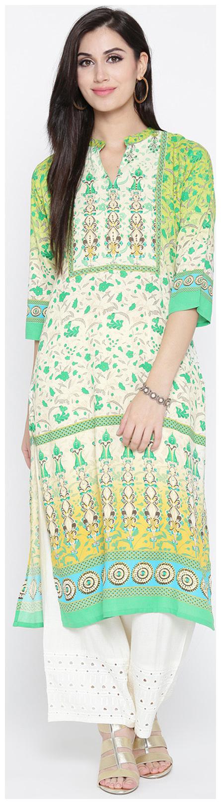 

Shree Rayon Printed Women Kurta - Cream