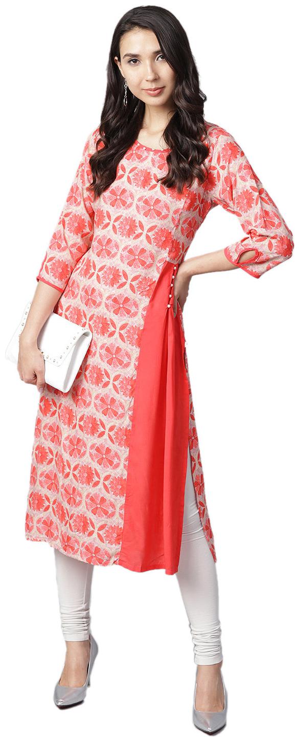 

Shree Rayon Floral Women Kurta - Pink