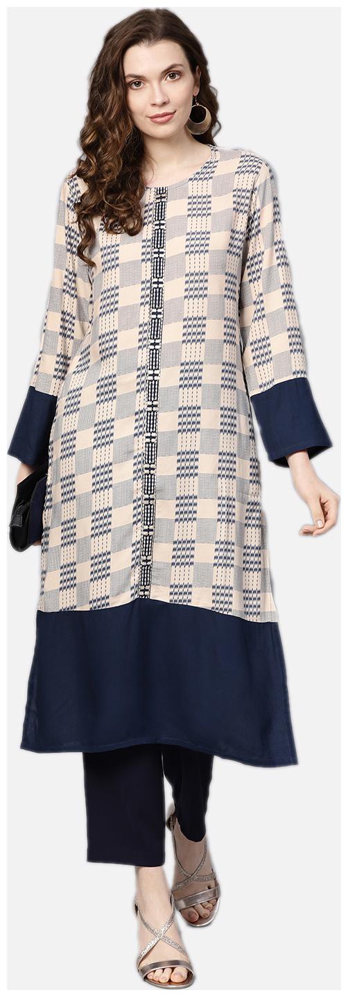 

Shree Rayon Printed Women Kurta - Grey