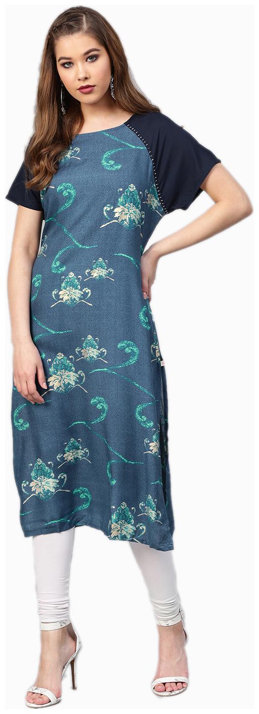 

Shree Rayon Abstract Women Kurta - Blue
