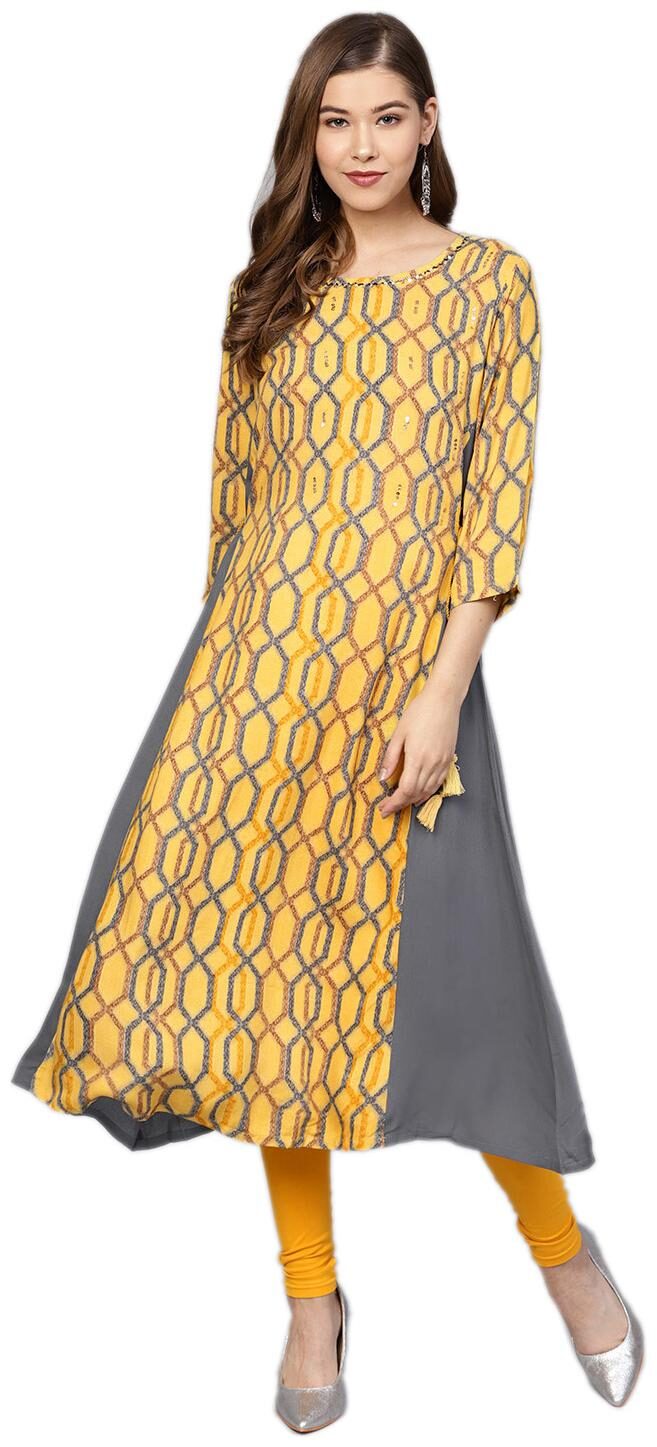 

Shree Rayon Printed Women Kurta - Yellow