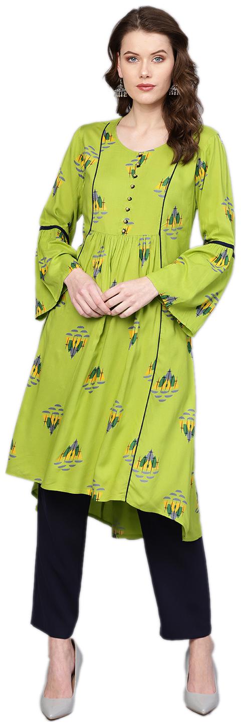 

Shree Rayon Abstract Women Kurta - Green