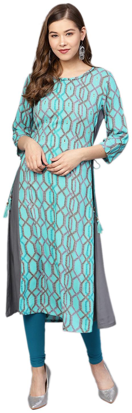 

Shree Rayon Printed Women Kurta - Blue