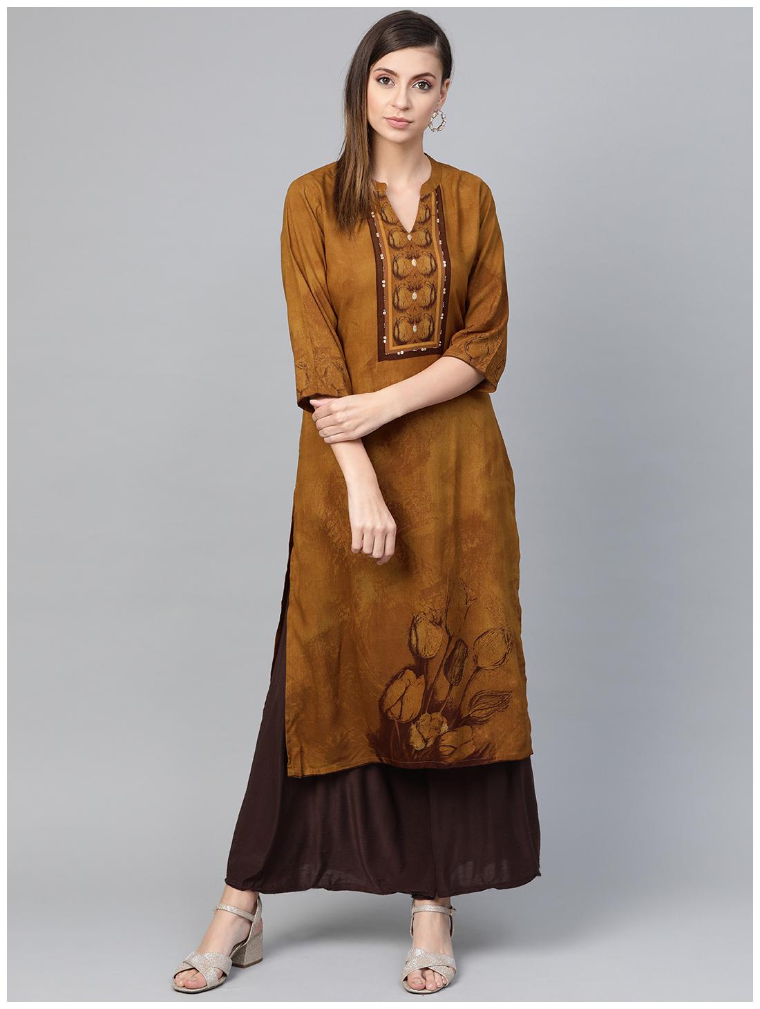 

Shree Women Yellow Printed Straight Kurta