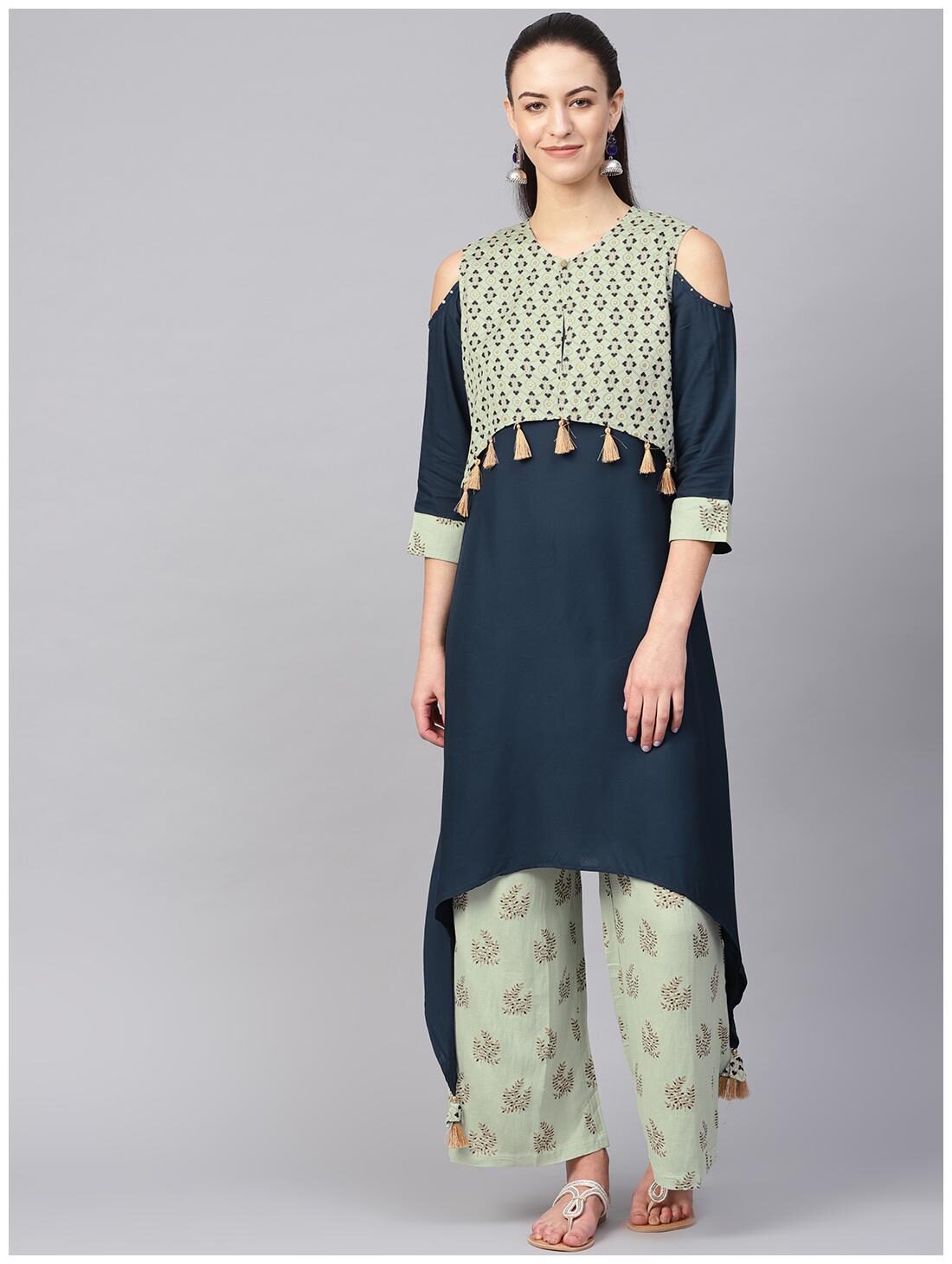 

Shree Rayon Casual Jacket Kurta Set Multi
