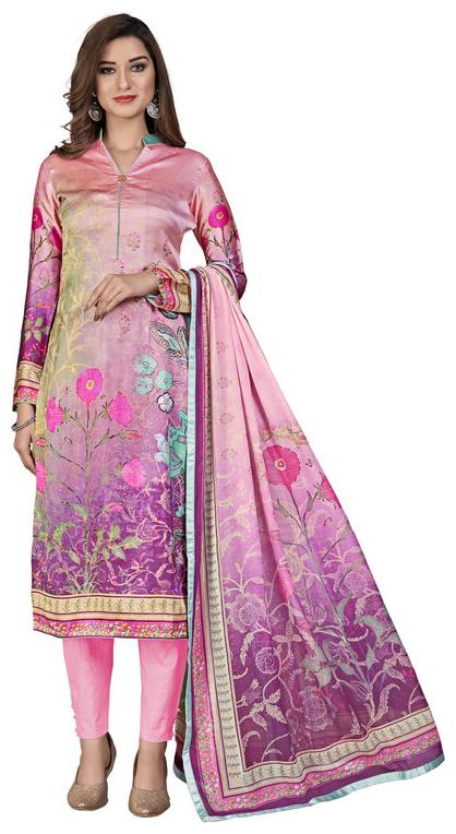 

SHREE Sarvottam Women Satin Kurta with Bottom Dupatta Pink