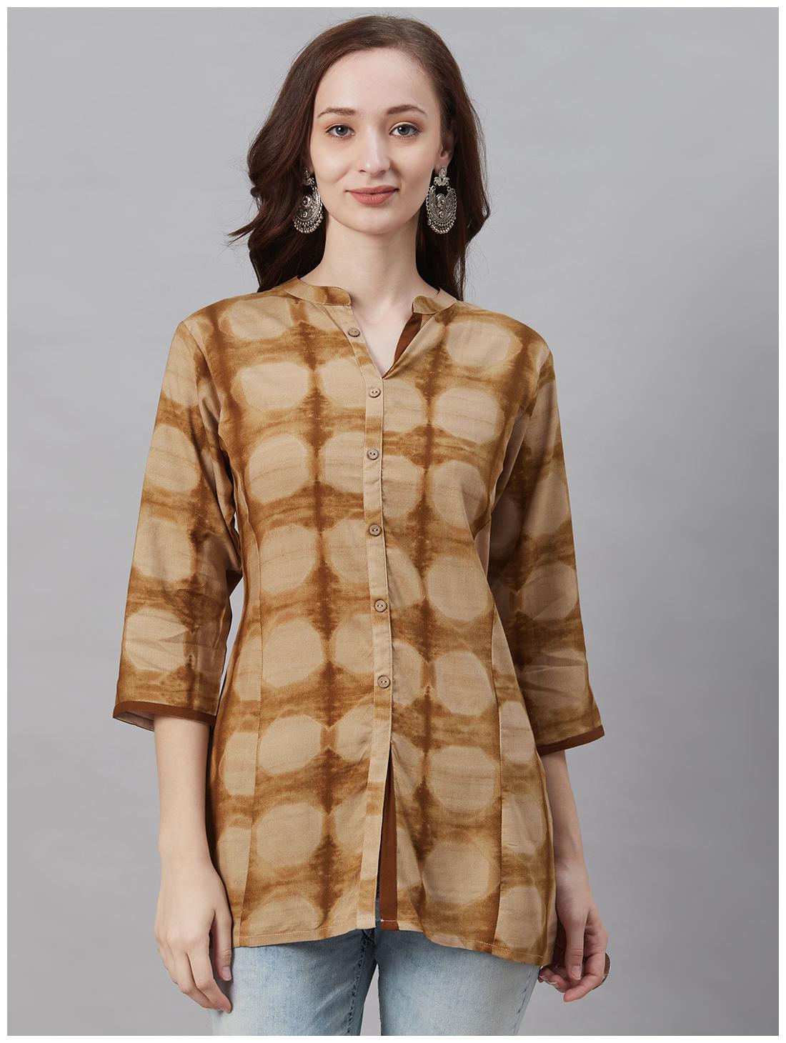 

Shree Viscose Rayon Dyed Brown Color Tunic For Women