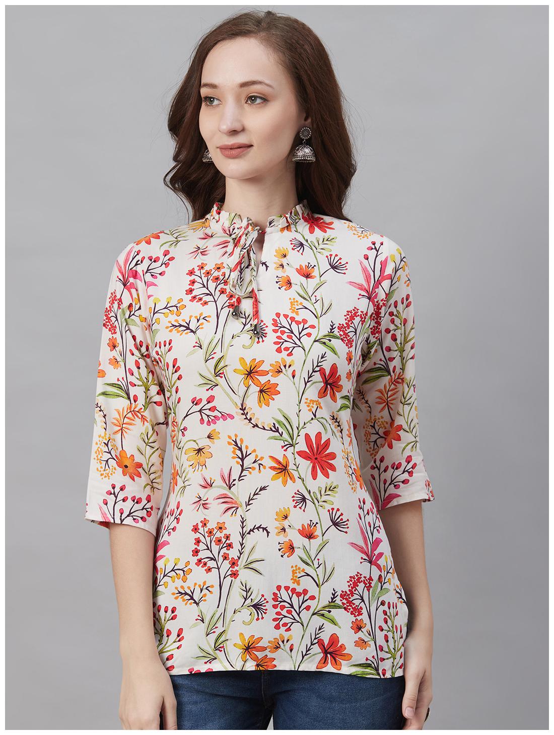 

Shree Women Floral Regular tunic - White
