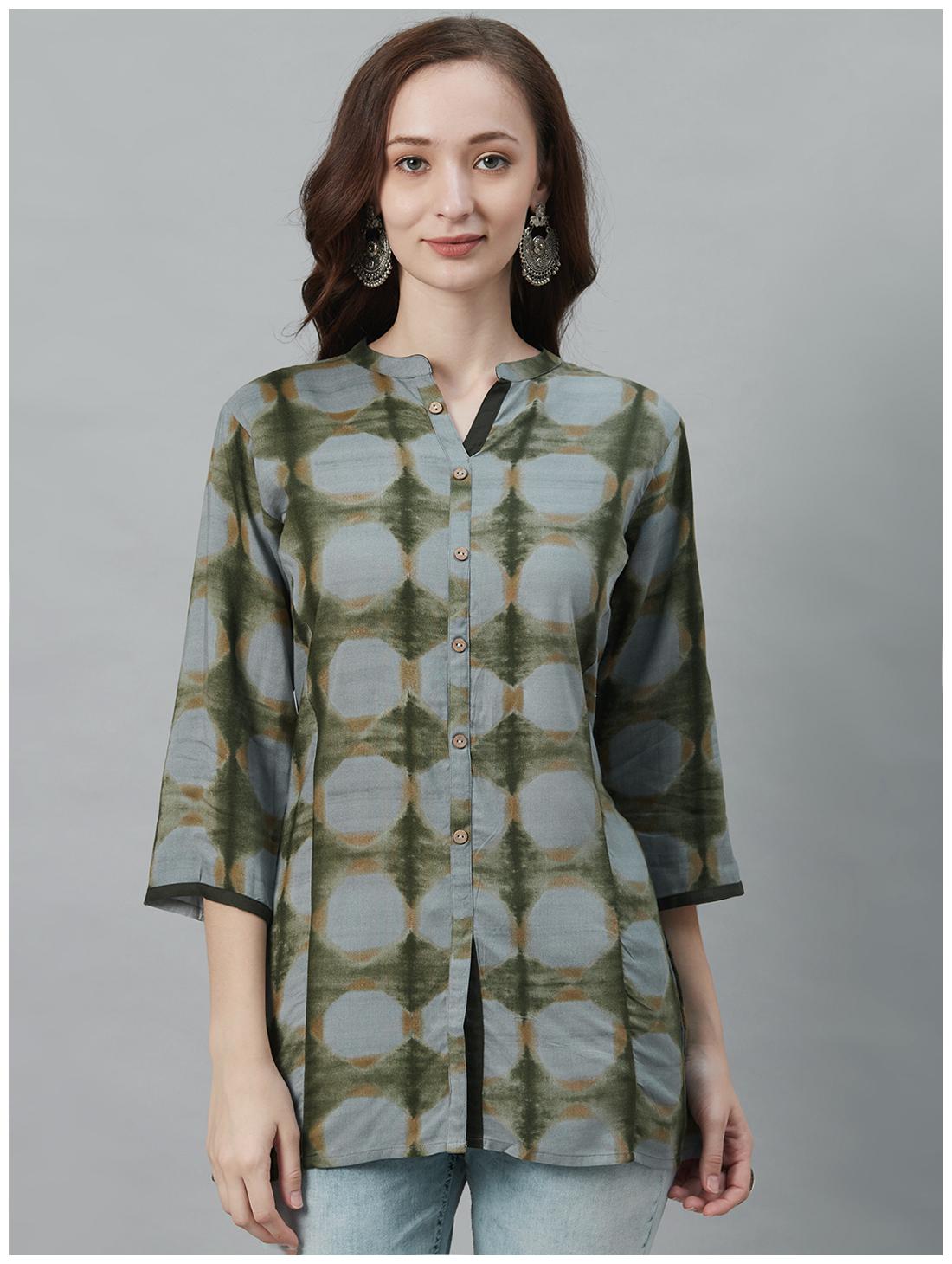

Shree Viscose Rayon Dyed Green Color Tunic For Women
