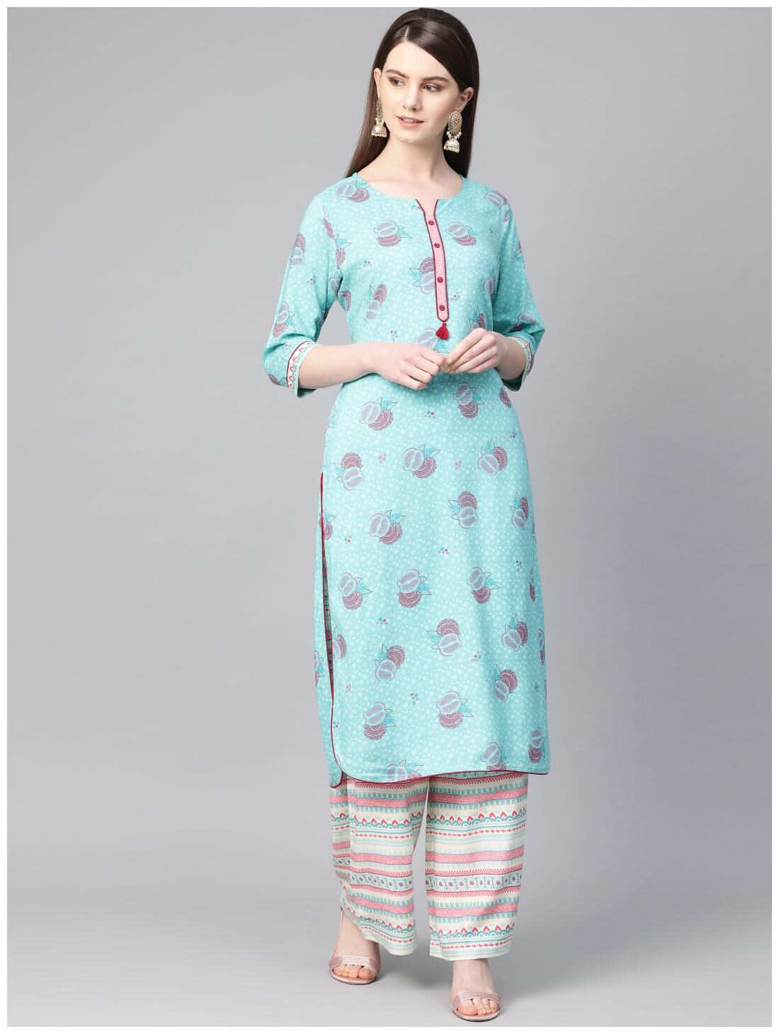 

Shree Women Multi Printed Straight Kurta With Palazzo