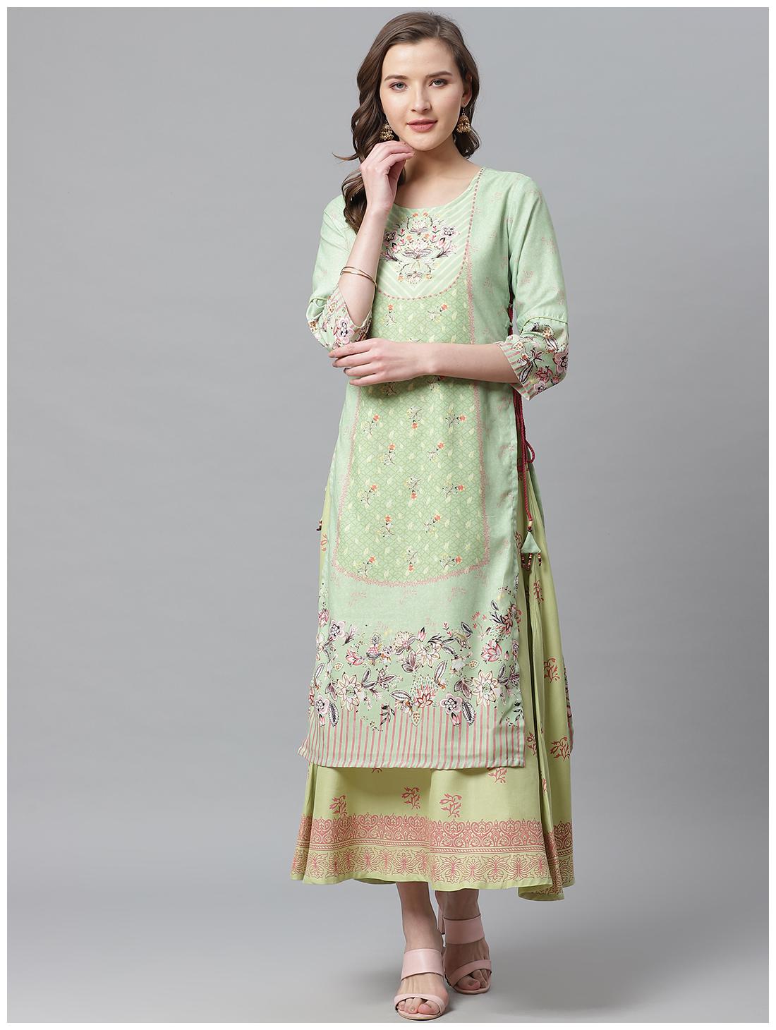 

Shree Women Green Liva Floral Fusion Dresses