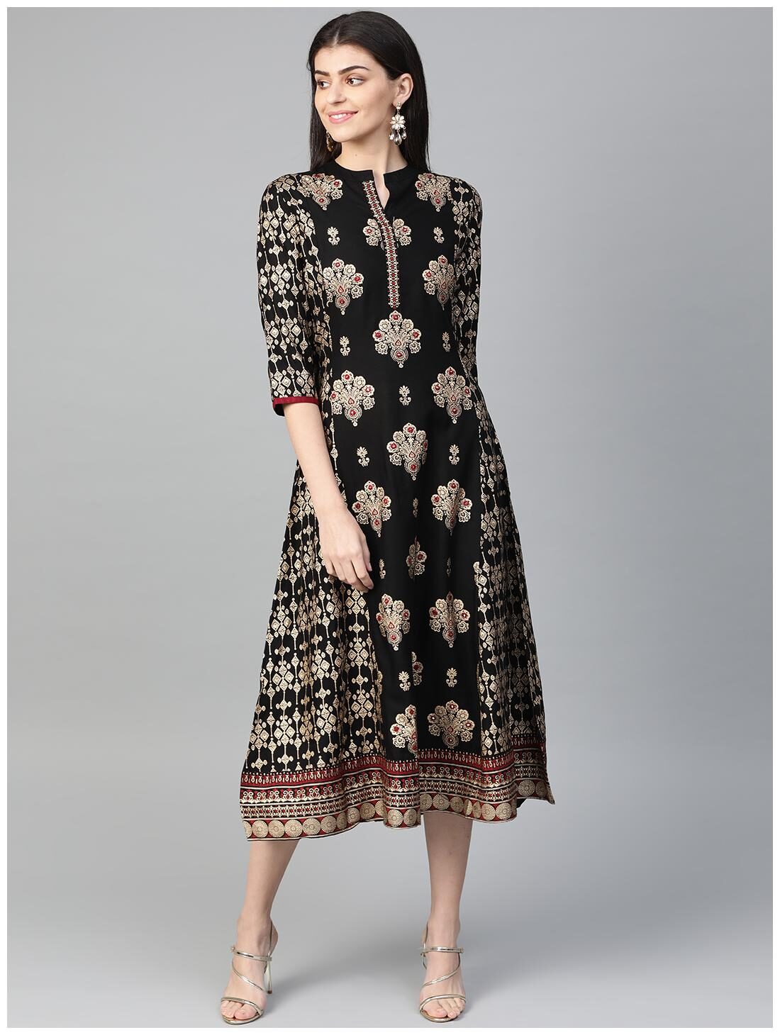 

Shree Women Black Rayon Printed Dress