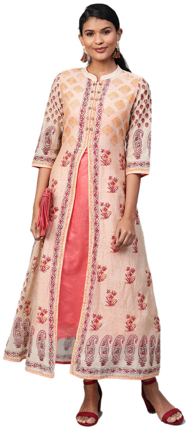 

Shree Women Polyester Printed Beige Kurti Dress