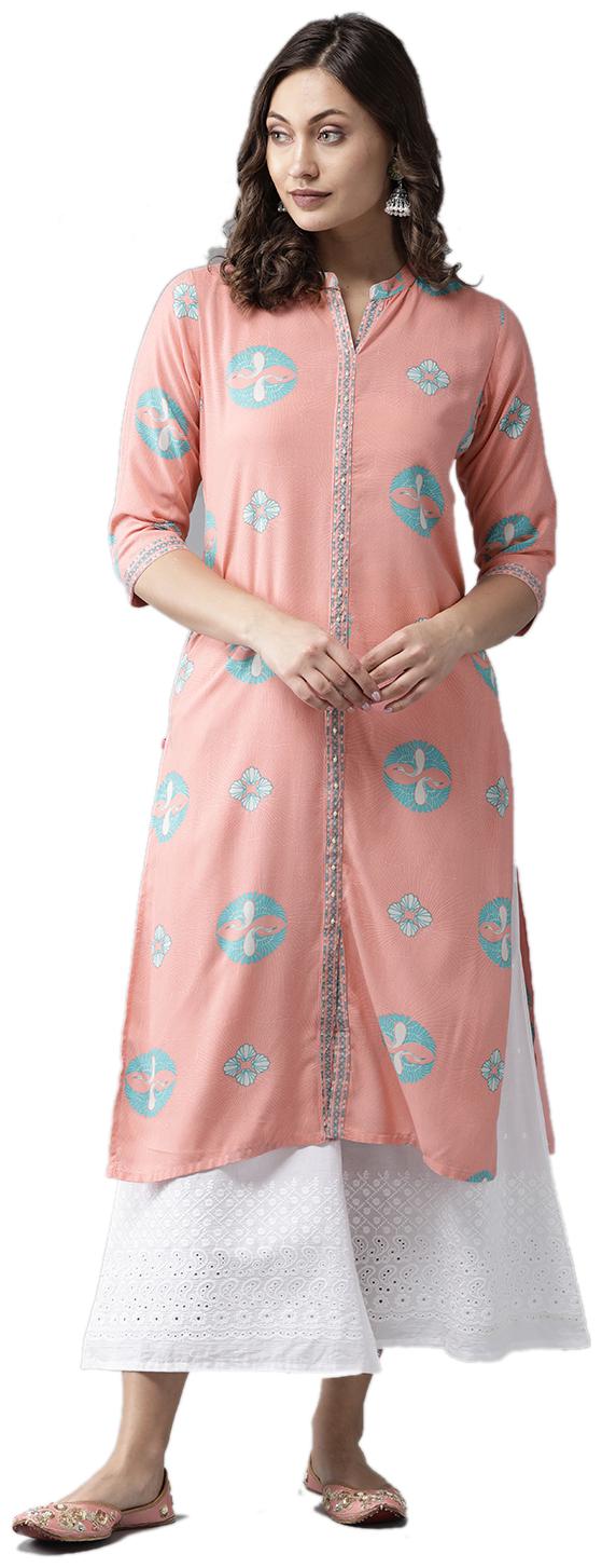 

Shree Women Pink Printed Straight Kurta