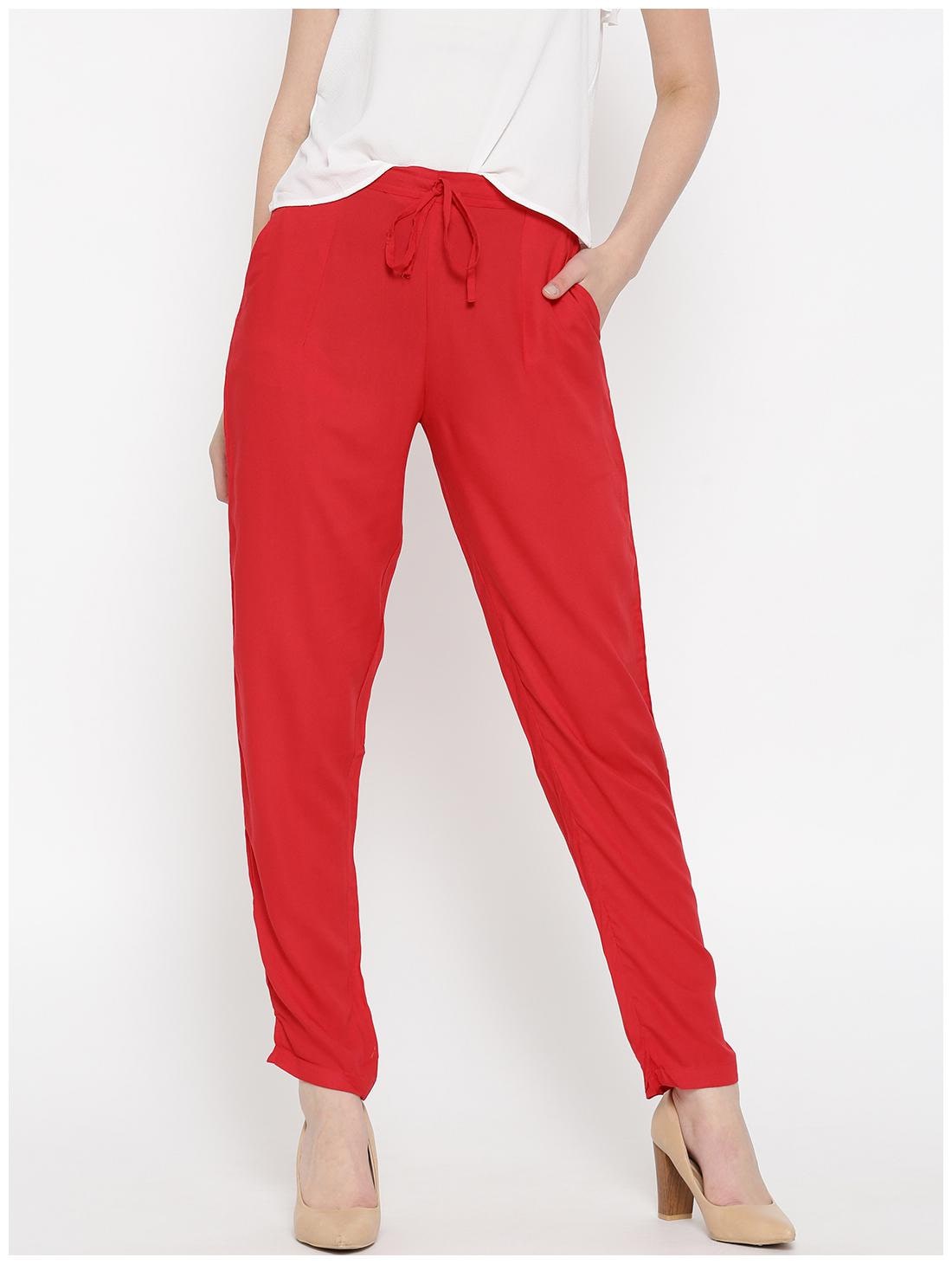 

Shree Women Red Regular fit Regular trousers