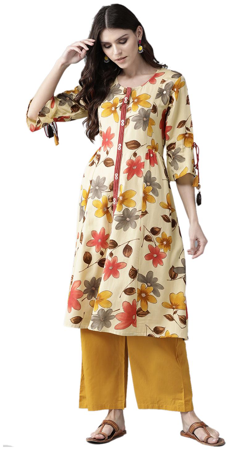 

Shree Women Rayon Floral Kurta Color Yellow