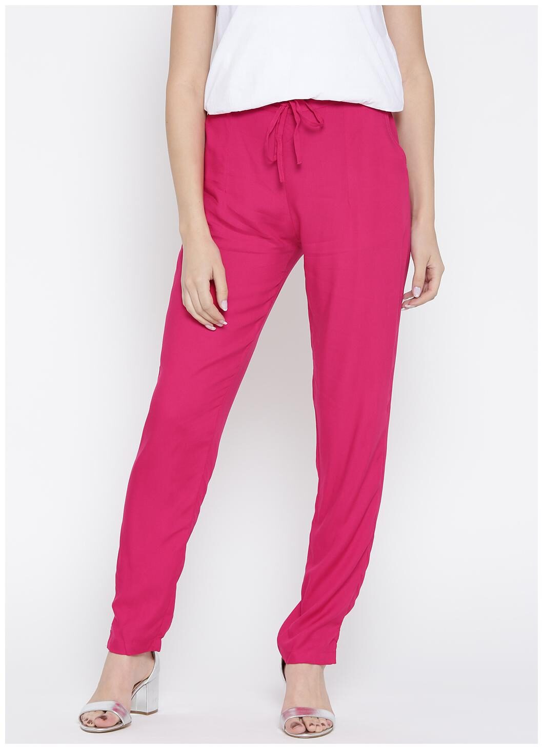 

Shree Women Pink Regular fit Regular trousers