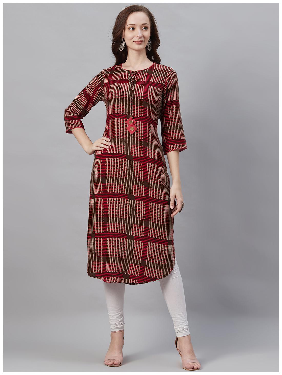 

Shree Women Multi Checkered Straight Kurta