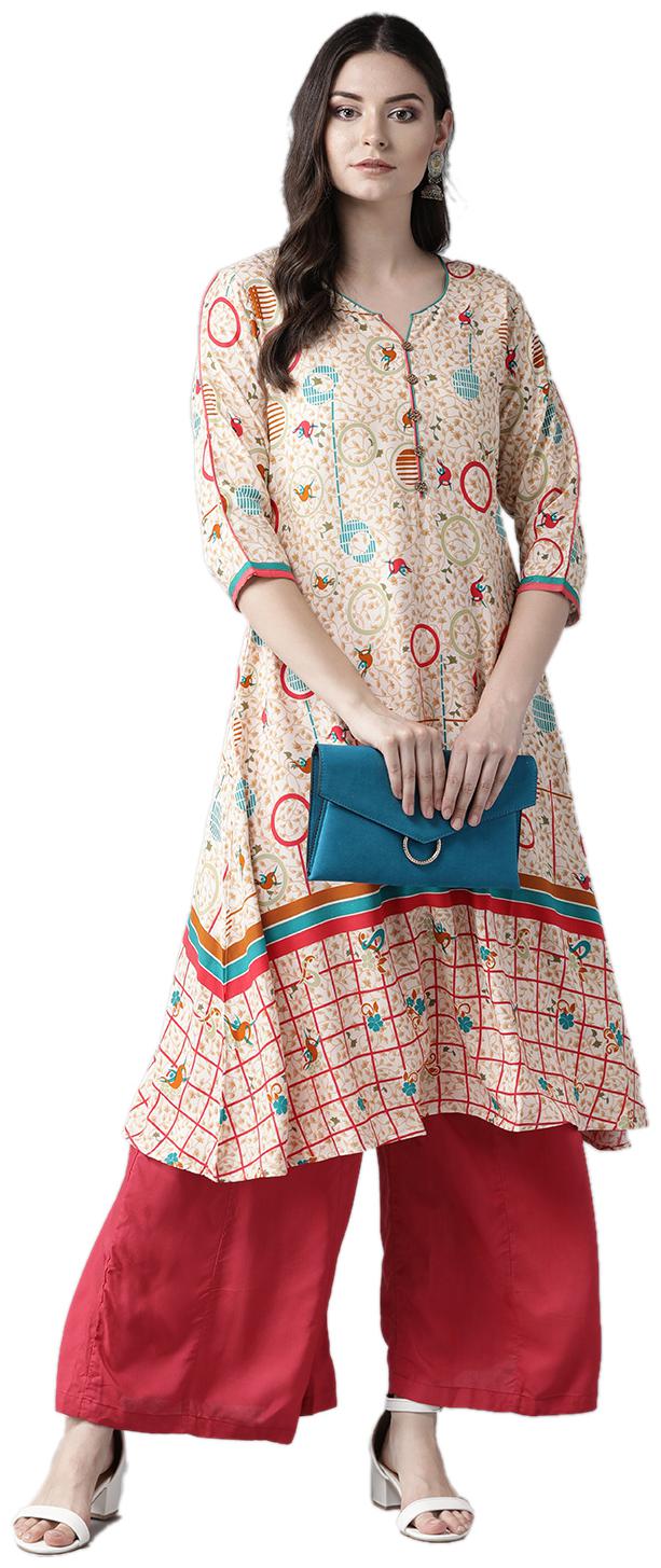 

Shree Women Liva Round Neck Kurta (Multi)