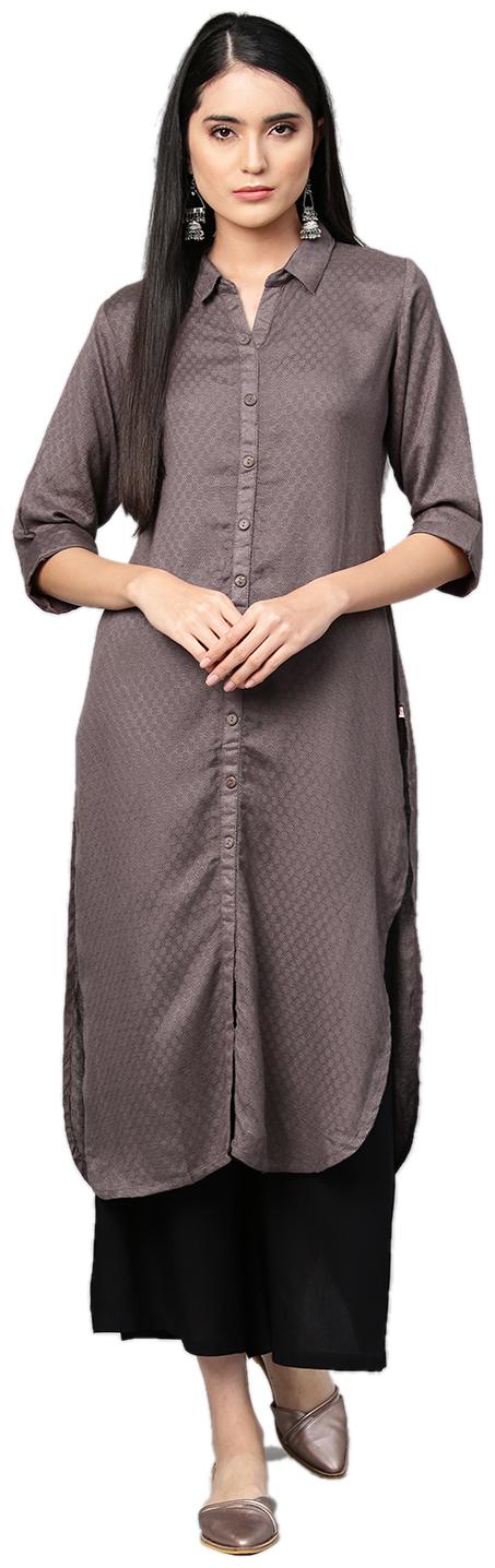 

Shree Women Brown Solid Straight Kurta