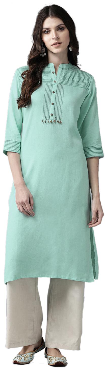 

Shree Women Green Solid Straight Kurta