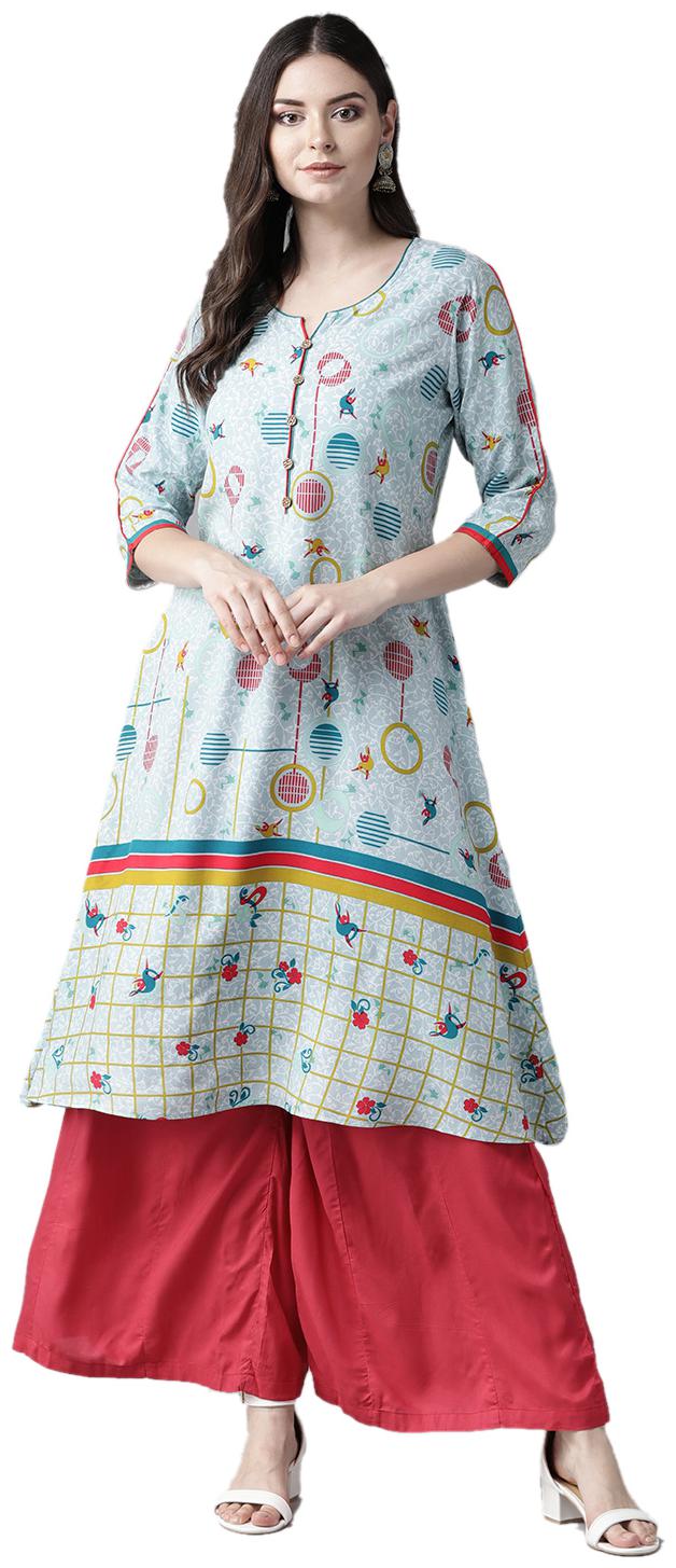 

Shree Women Liva Round Neck Kurta (Multi)