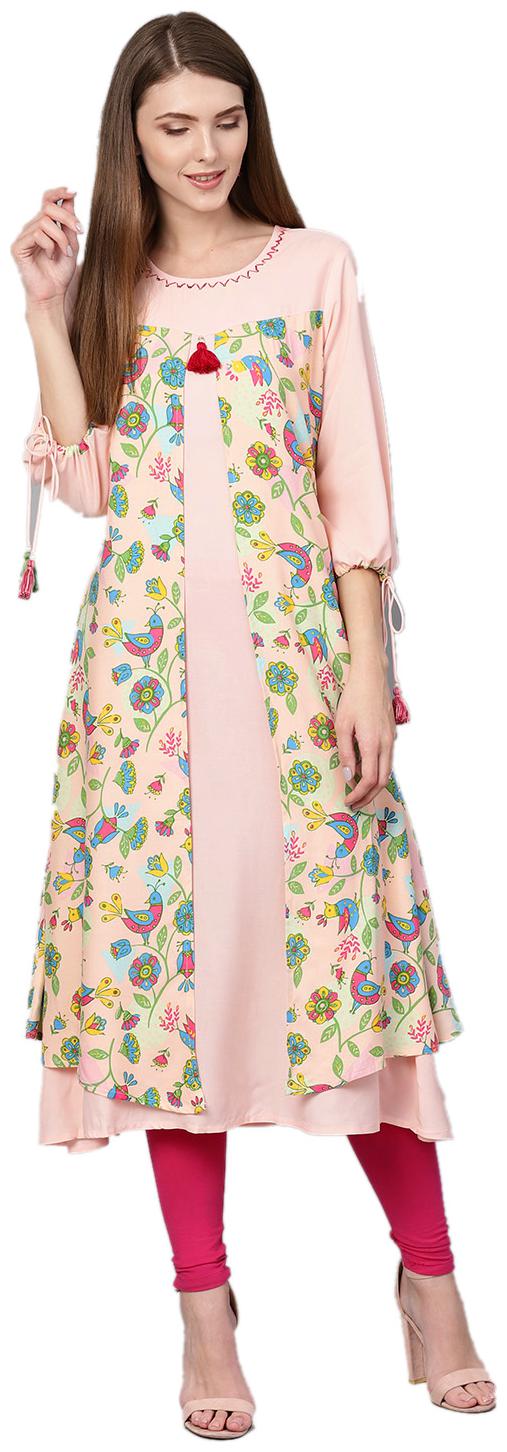 

Shree Women Rayon A Line Kurta Peach color