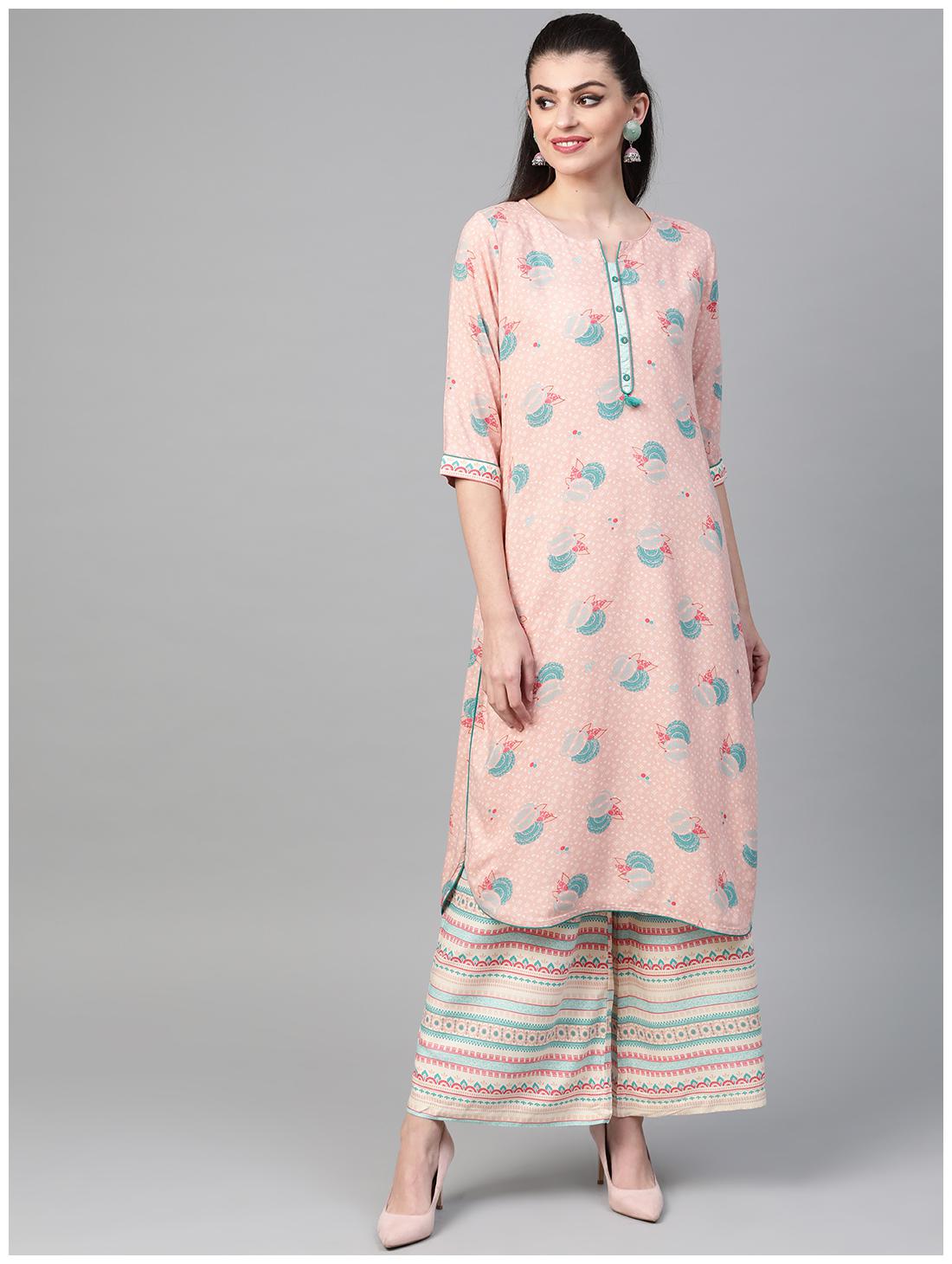 

Shree Women Multi Printed Straight Kurta With Palazzo