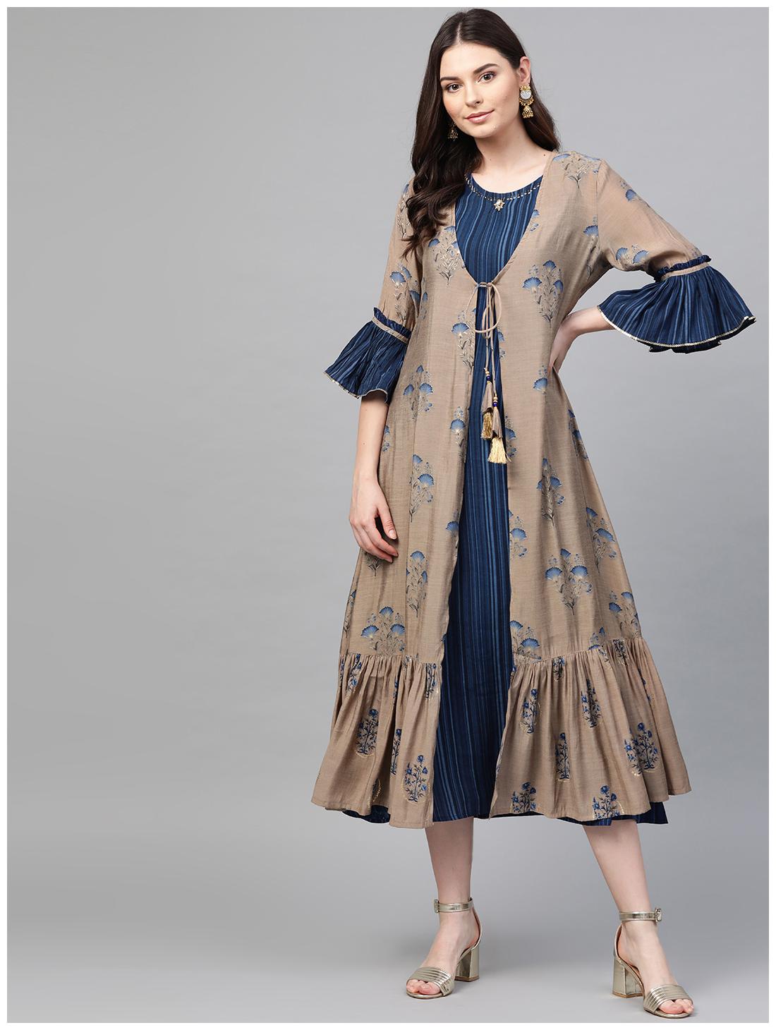 

Shree Women Beige Blue Kuri With Jacket