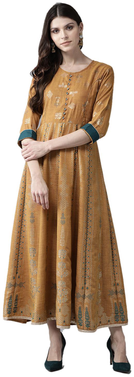

Shree Women Rayon Floral Kurti Dress Color Yellow