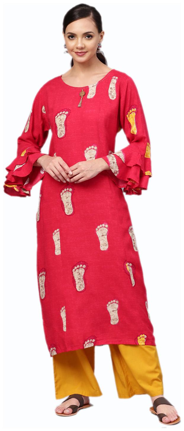 

Shree Women Red Printed Straight Kurta