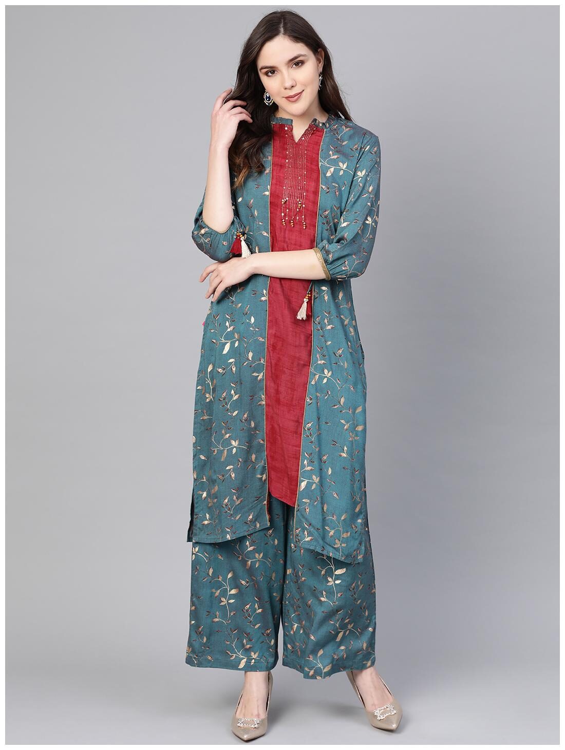 

Shree Women Multi Printed Straight Kurta With Palazzo