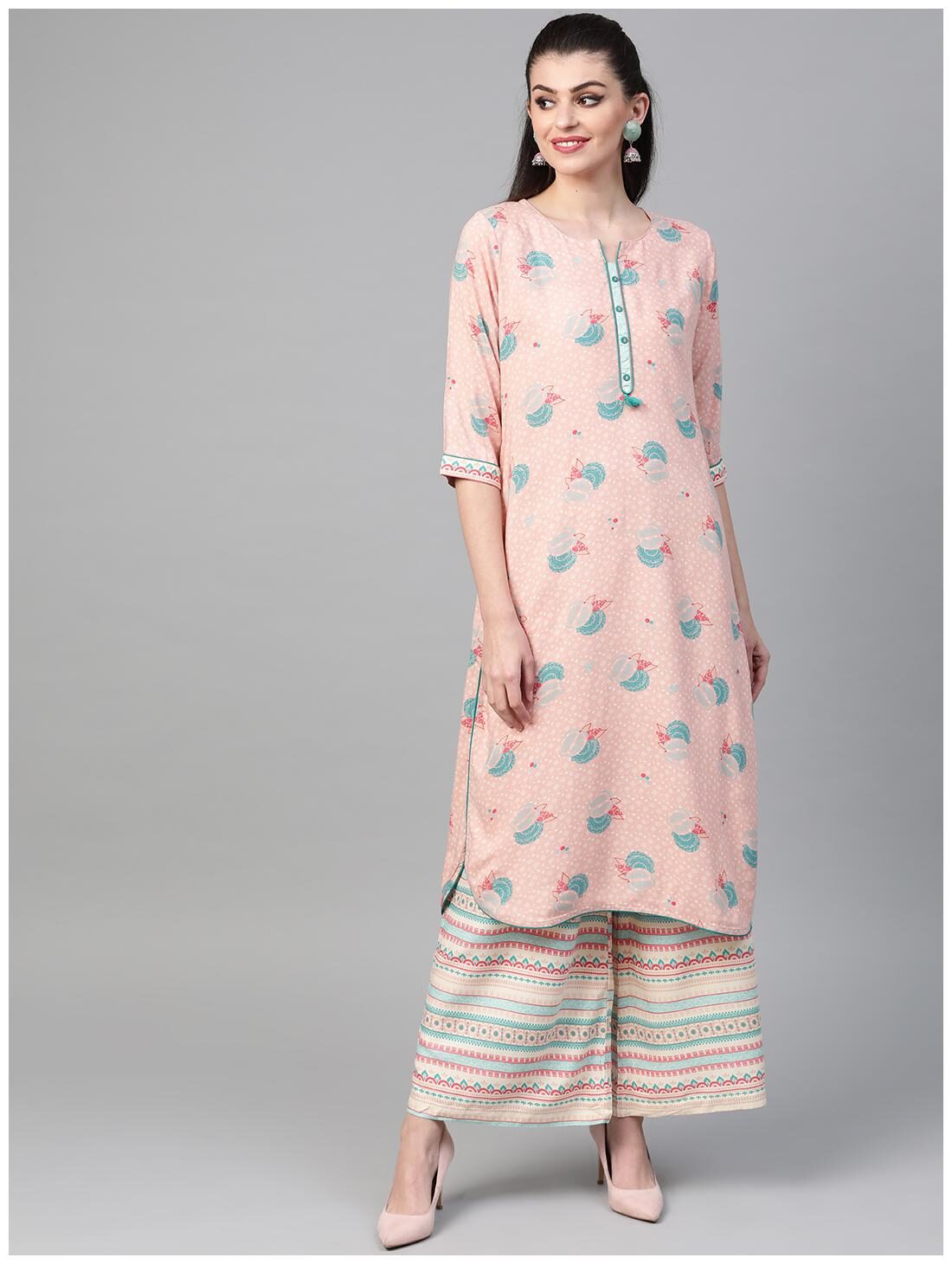 

Shree Women Multi Printed Straight Kurta With Palazzo