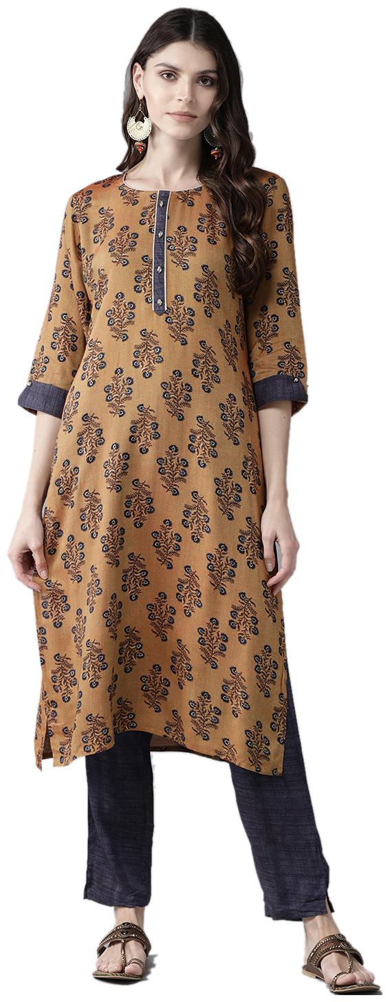 

Shree Women Brown Printed Straight Kurta With Palazzo