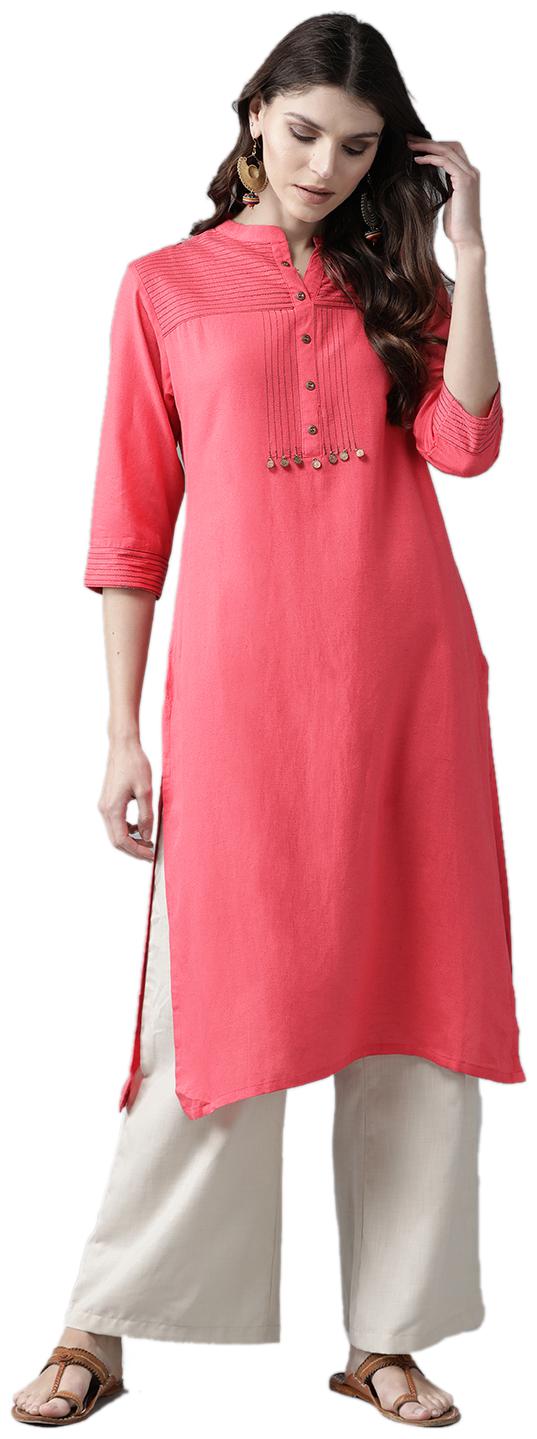 

Shree Women Pink Solid Straight Kurta