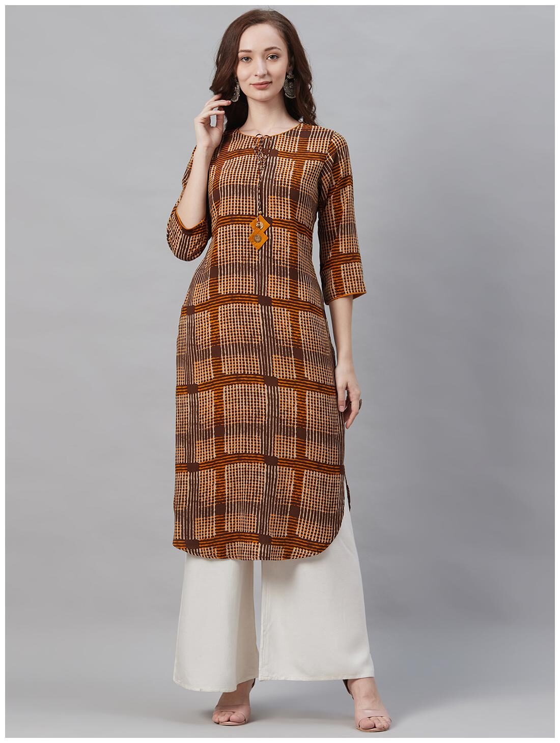 

Shree Women Multi Checkered Straight Kurta