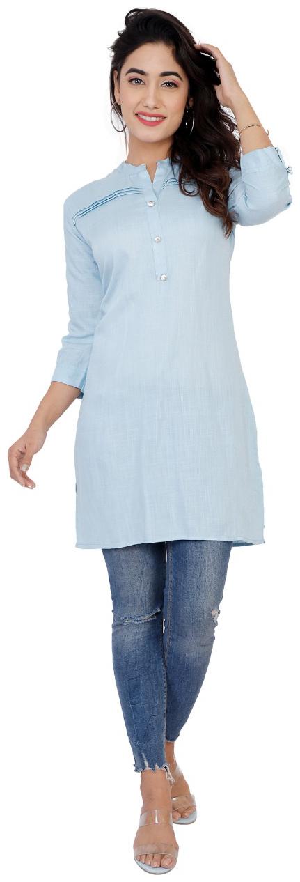 

Shrigul Women Blue Solid Straight Kurti