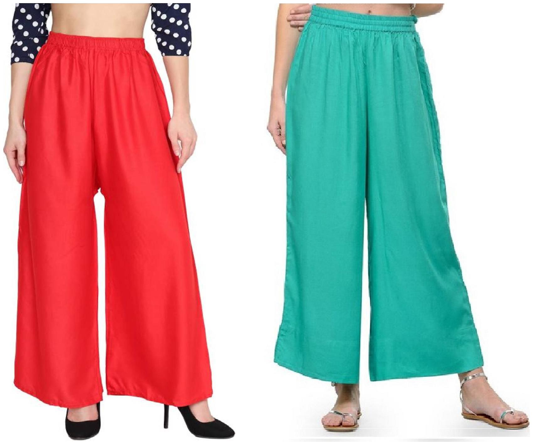 

Siara Regular Fit Women Plain Palazzos- Pack of 2