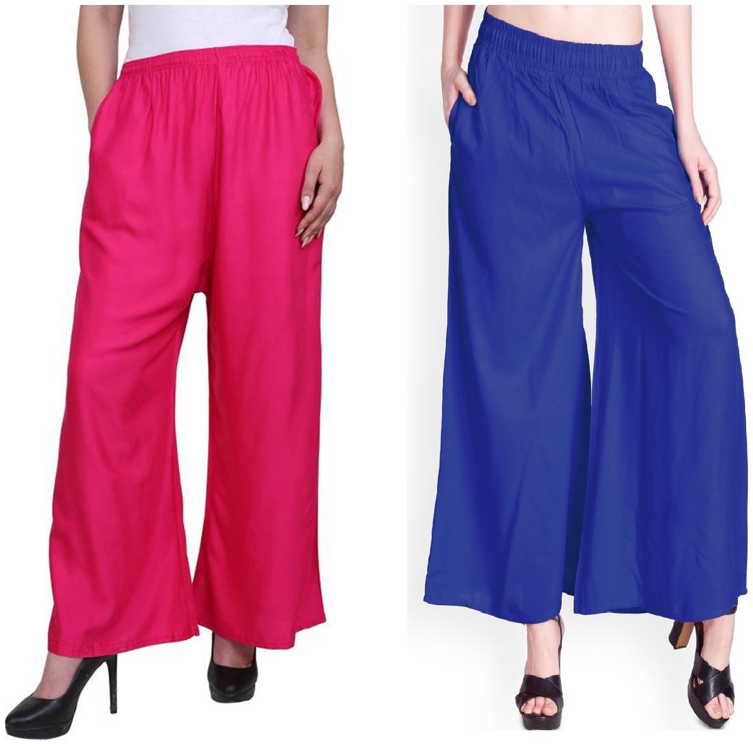 

Siara Regular Fit Women Plain Palazzos- Pack of 2