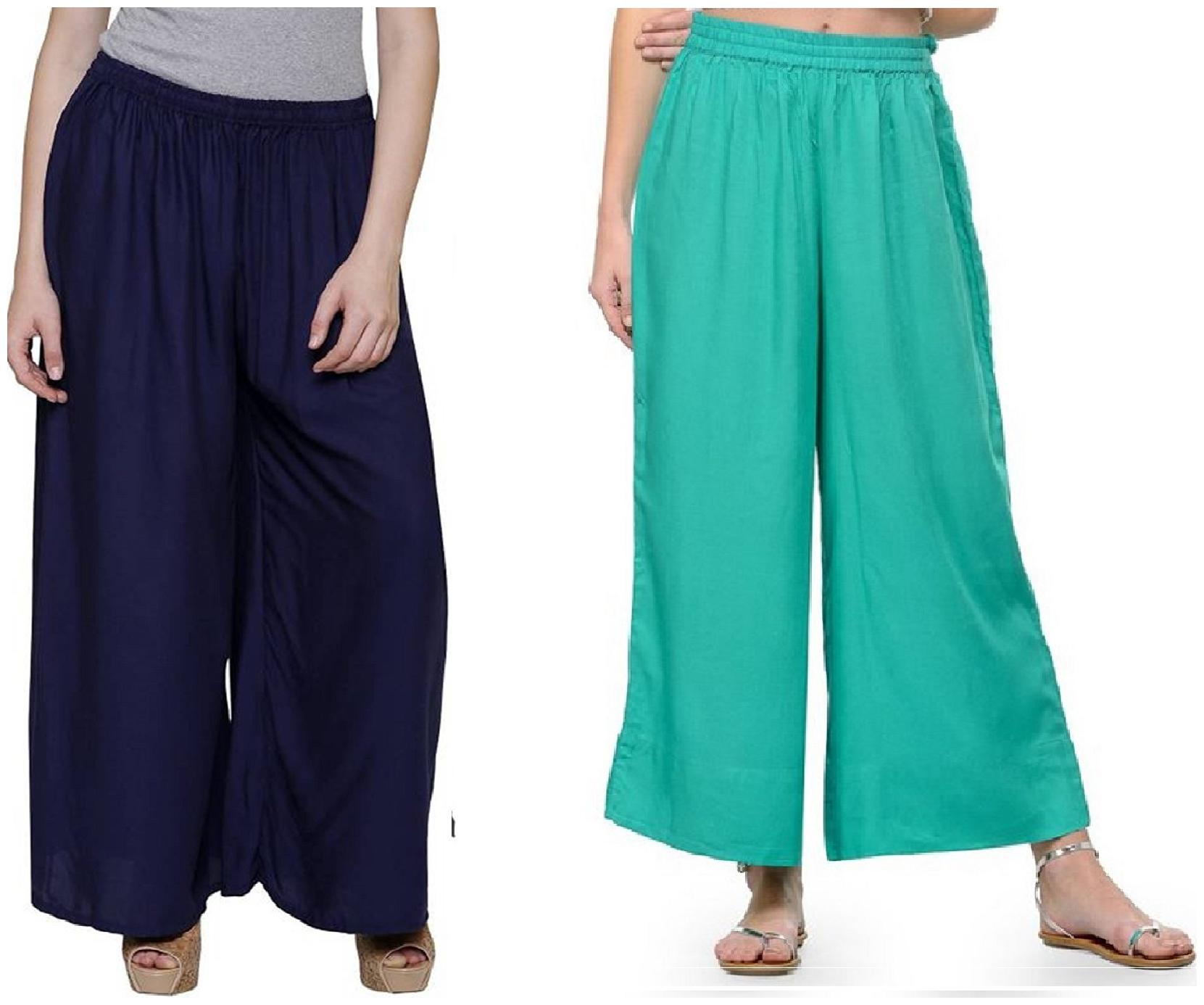 

Siara Regular Fit Women Plain Palazzos- Pack of 2