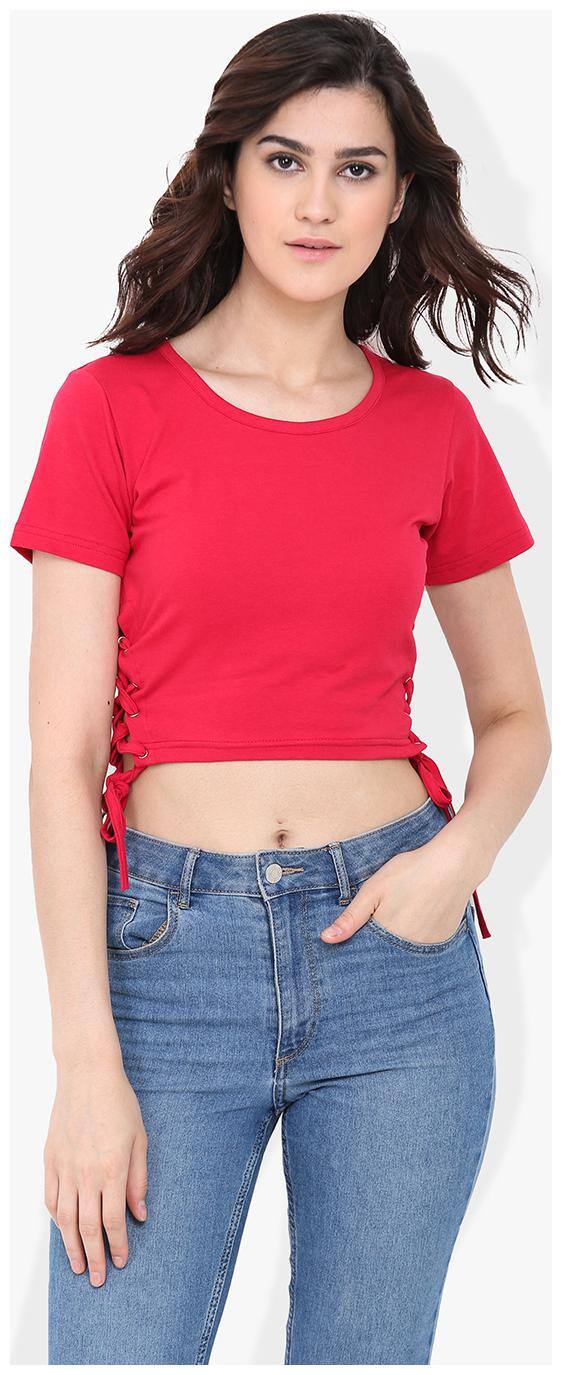 Trend Arrest Women Solid A-line top - Pink