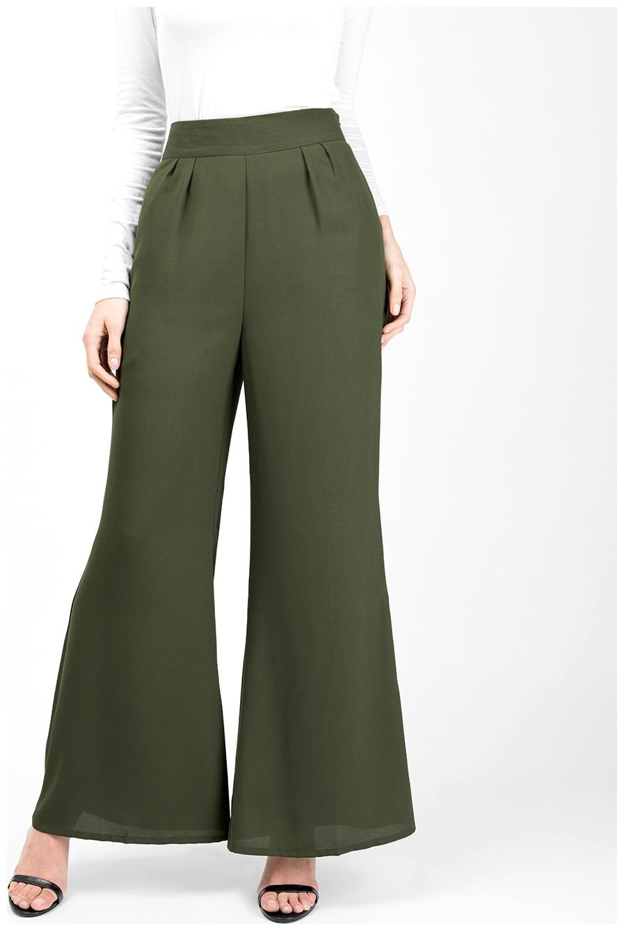 

SILK ROUTE LONDON Green Solid Flared Palazzo