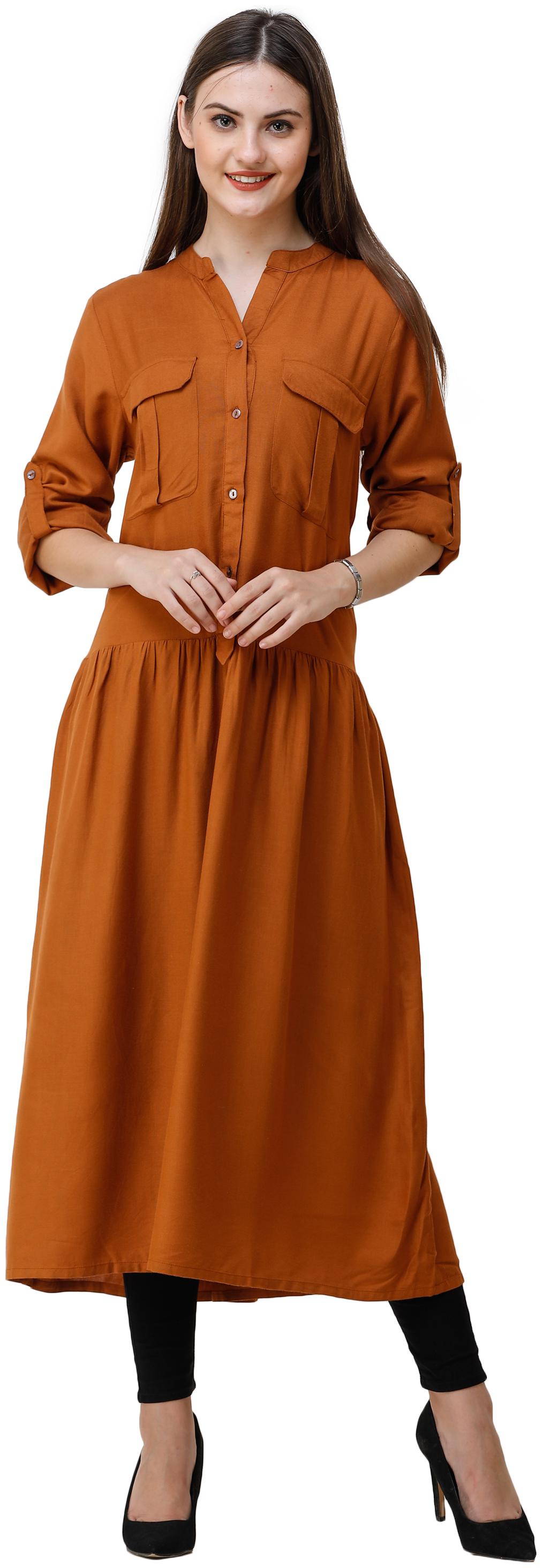 

SILK ROUTE LONDON Brown Solid Fit flare dress