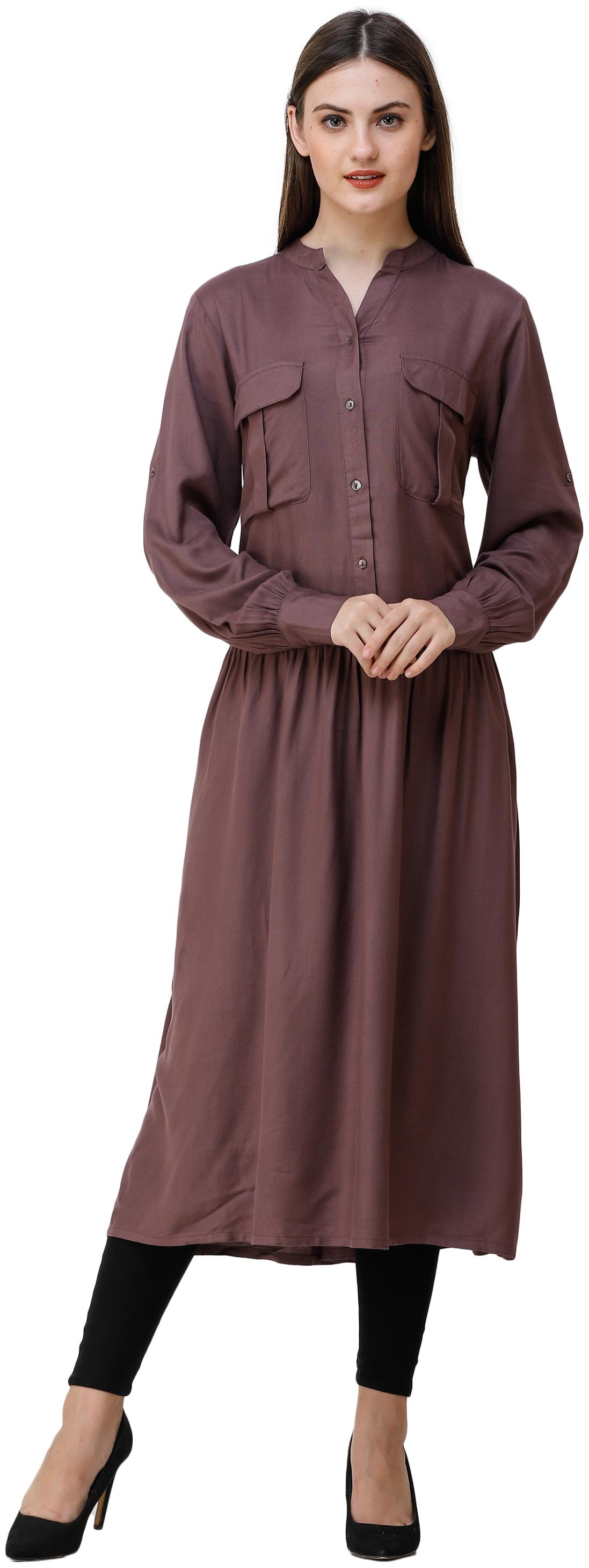 

SILK ROUTE LONDON Brown Solid Fit flare dress