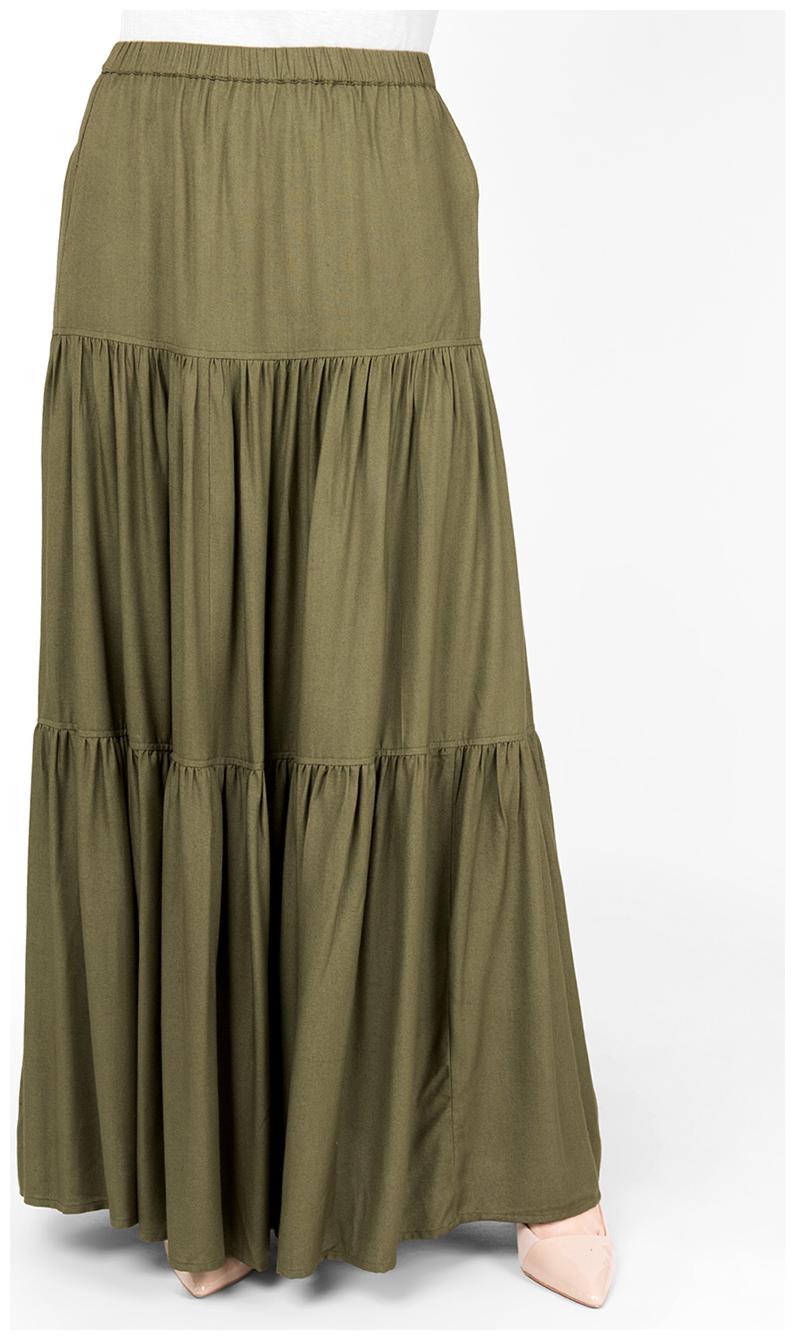 

SILK ROUTE LONDON Solid Flared skirt Maxi Skirt - Green