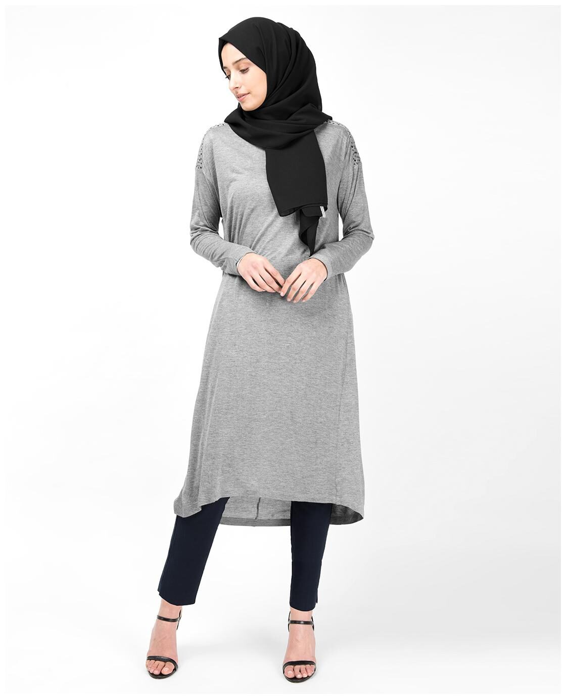 

SILK ROUTE LONDON Grey Solid Fit flare dress