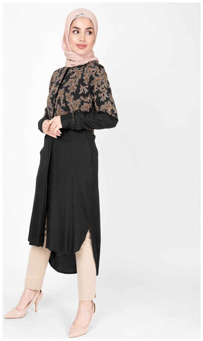 

SILK ROUTE LONDON Black Embroidered Shirt dress
