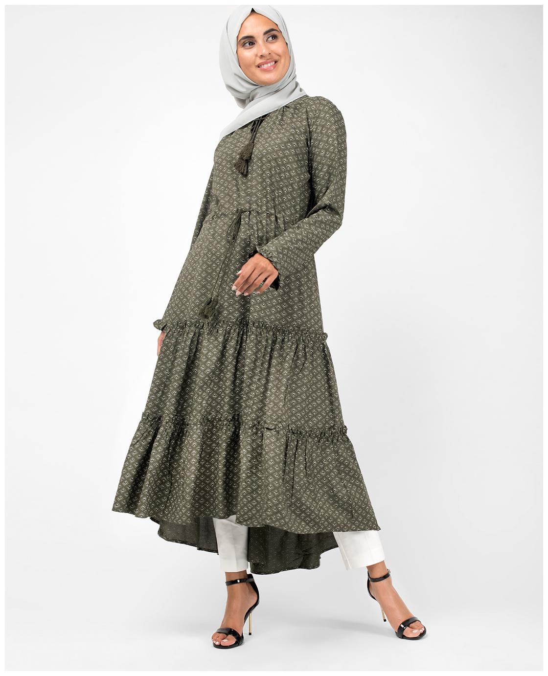 

SILK ROUTE LONDON Green Printed Fit flare dress