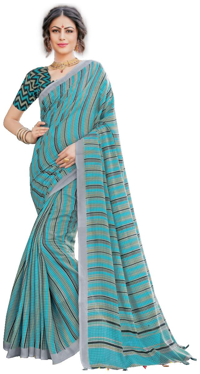 

Silkvilla Cotton Multi Checkered Regular Saree For Women